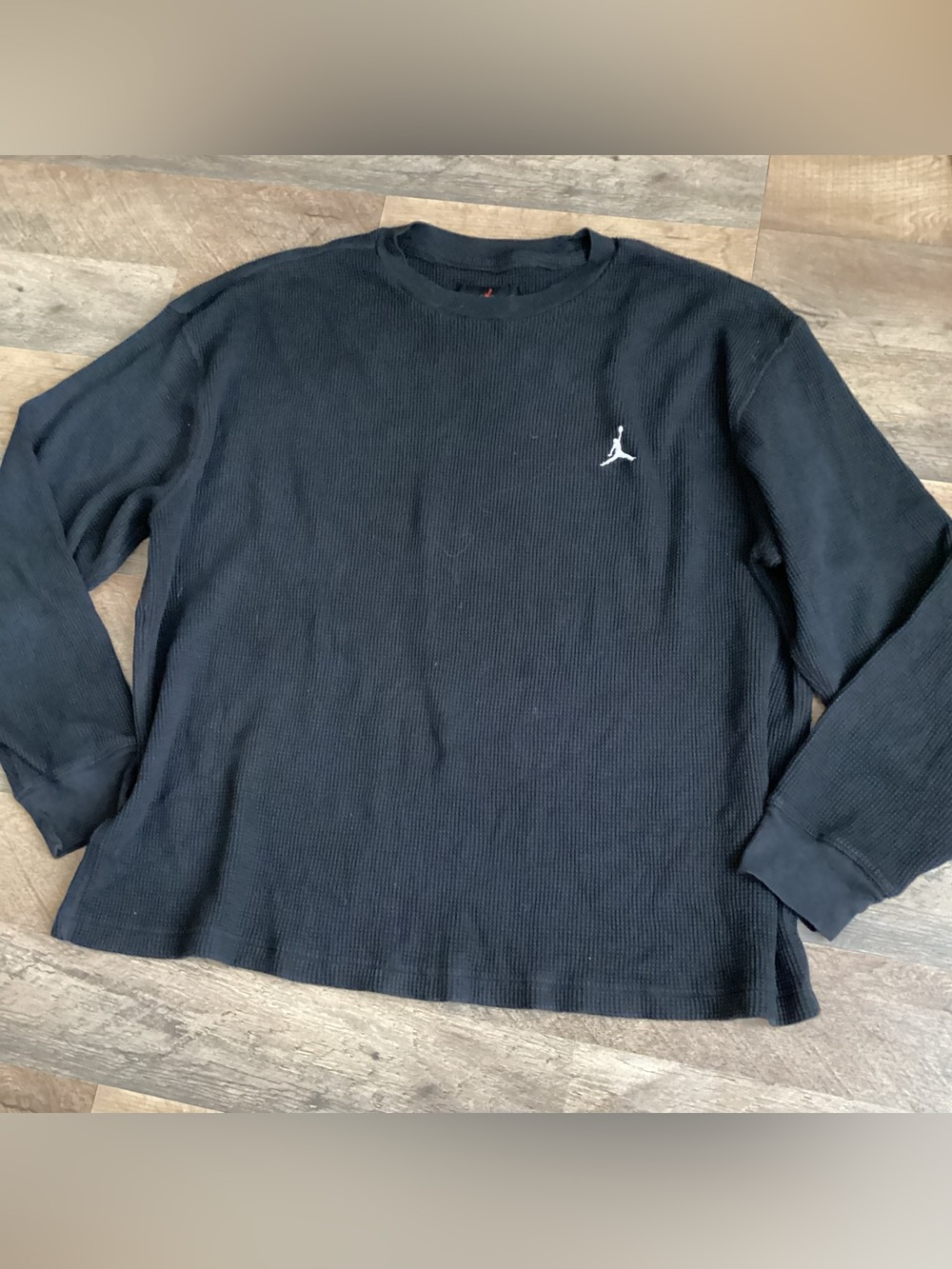 Jordan Men’s Black Waffle Knit Sweater with White Jumpman